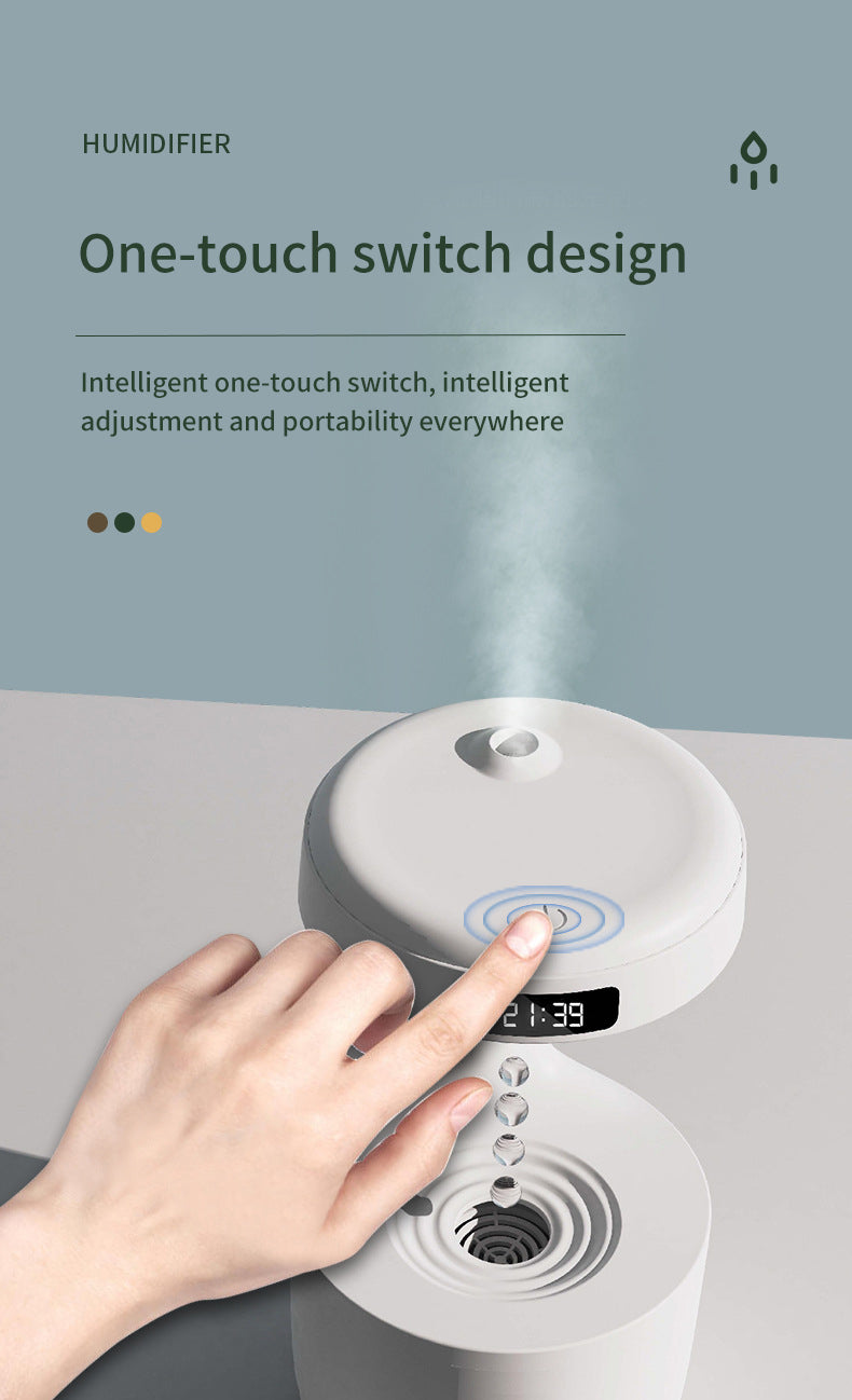 Water Drop Backflow Anti gravity Humidifier LED Time Display_2