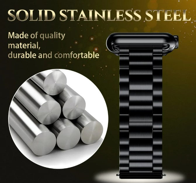 Stainless Steel Strap for Apple Watch Band 42mm - 44mm Metal Links Bracelet Smart Watch Strap - Black_2